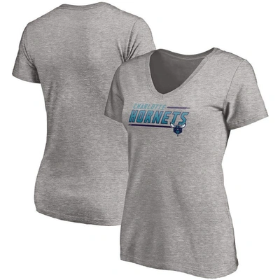 Fanatics Women's Plus Size Heather Gray Charlotte Hornets Mascot In Bounds V-neck T-shirt