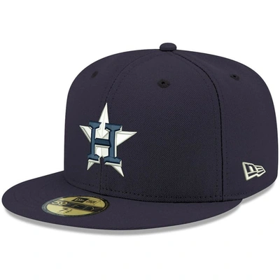 New Era Mens Houston Astros  Astros Logo White 59fifty Fitted Cap In Navy/navy