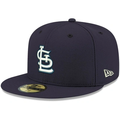 New Era Men's Navy St. Louis Cardinals Logo White 59fifty Fitted Hat In Navy/navy