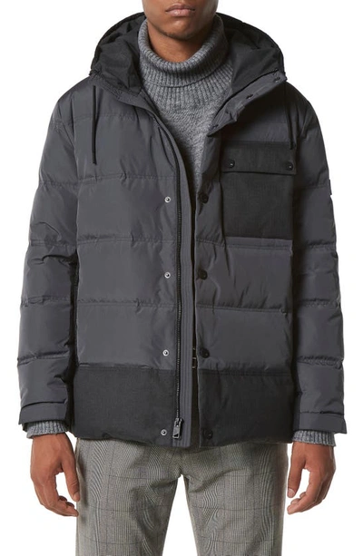 Marc New York Men's Halifax Fabric Blocked Quilted Hooded Trucker Jacket In Shadow Grey
