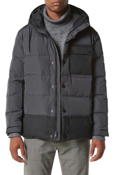 Marc New York Men's Halifax Fabric Blocked Quilted Hooded Trucker Jacket In Blue