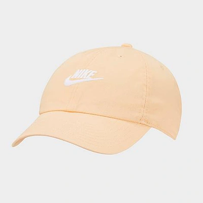 Nike Men's Coral Heritage86 Futura Washed Adjustable Hat In Orange Chalk