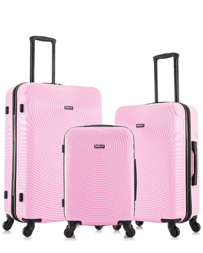 Dukap Inception Lightweight Hardside Spinner 3 Piece Set In Pink