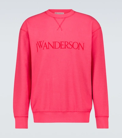 Jw Anderson Inside Out Logo-embroidered Sweatshirt In Pink