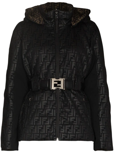 Fendi Reversible Ff-embossed Ski Jacket In Black