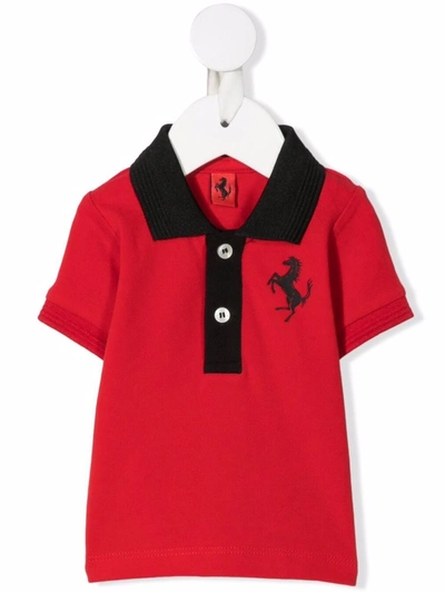 Ferrari Babies' Embossed-logo Polo Shirt In Rot