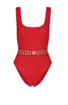 Versace Greca Waistband One-piece Swimsuit In Red