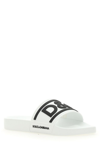 Dolce & Gabbana Rubber Beachwear Sliders With Dg Logo In Multi-colored