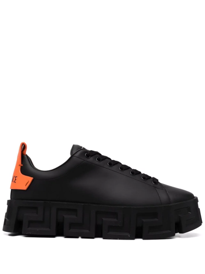 Versace Greca Labyrinth Sneakers, Male, Black, 41 In Black Neon Orange Black | ModeSens