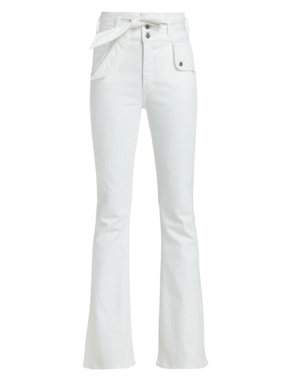 Veronica Beard Giselle Belted High Waist Slim Flare Jeans In White