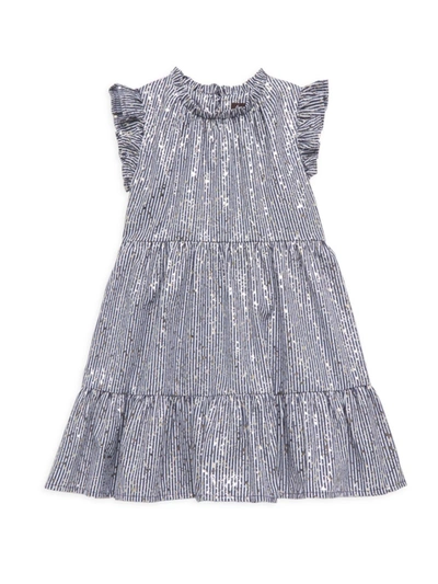 Imoga Kids' Little Girl's & Girl's Pia Dancing With The Waves Dress In Blue Gold
