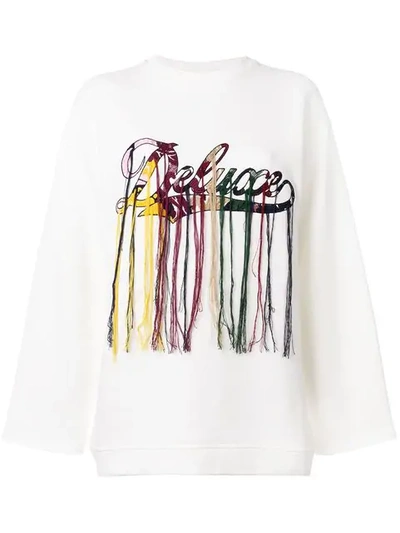 Golden Goose Logo Embroidered Sweatshirt In Off White Deluxe|bianco