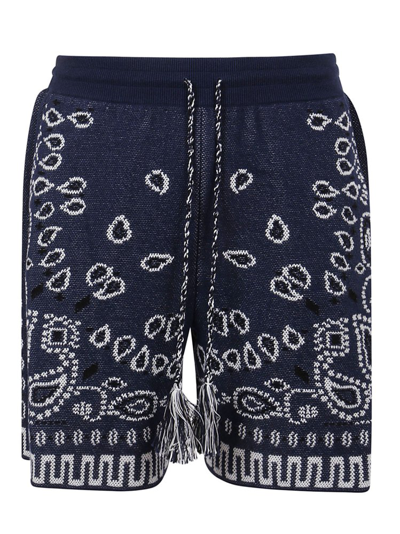 Alanui Bandana-print Drawstring Shorts In Blue