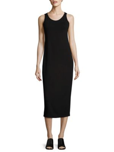 Eileen Fisher Jersey Scoop-neck Midi Dress In Black