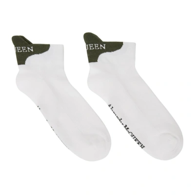 Alexander Mcqueen White & Khaki Signature Socks In 9029 White/khaky