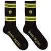 Alexander Mcqueen Black & Green Stripe Skull Socks In Black/lime