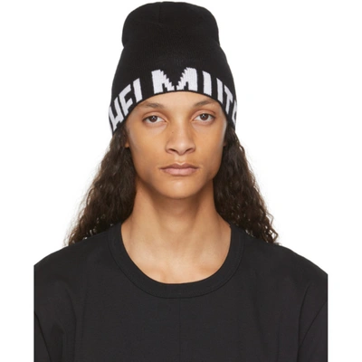 Helmut Lang Logo-knit Beanie Hat In Black