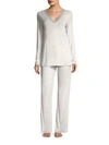 Natori Feather Essential Pajama Set In Light Heather Grey