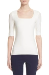 Akris Punto Women's Elements Jersey Square Neck Top In Off White