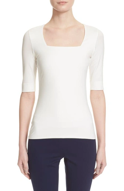 Akris Punto Women's Elements Jersey Square Neck Top In Off White