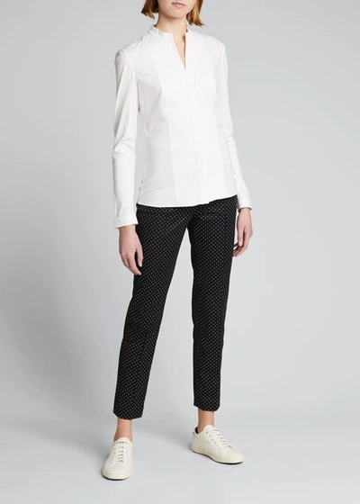 Akris Punto Long-sleeve Cotton Jersey-back Blouse In White