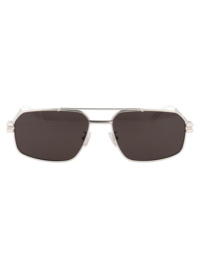Bottega Veneta Eyewear Aviator Frame Sunglasses In Silver