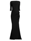 La Petite Robe Di Chiara Boni Kate Slit-detail Boatneck Gown In Black