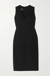 Akris V-neck Sleeveless Wool-crepe Sheath Dress In Black