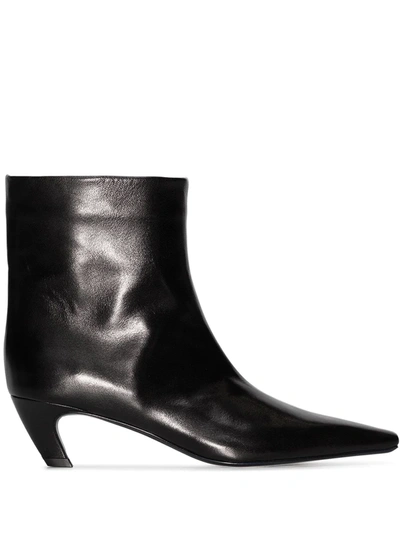 Khaite Womens Black Arizona Leather Ankle Boots 7