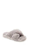 Ted Baker Lopply Cross-over Faux-fur Slippers In Light Gray