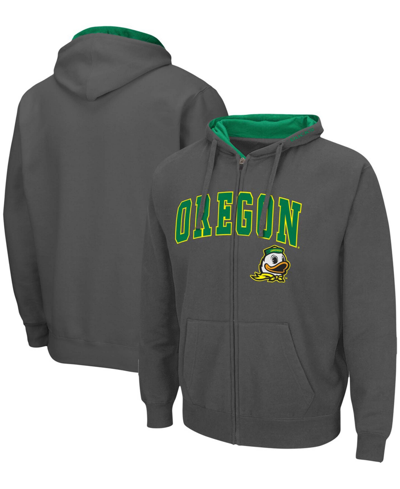 Colosseum Men's Charcoal Oregon Ducks Arch Logo 3.0 Full-zip Hoodie