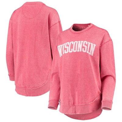 Pressbox Women's Red Wisconsin Badgers Vintage-like Wash Pullover Sweatshirt