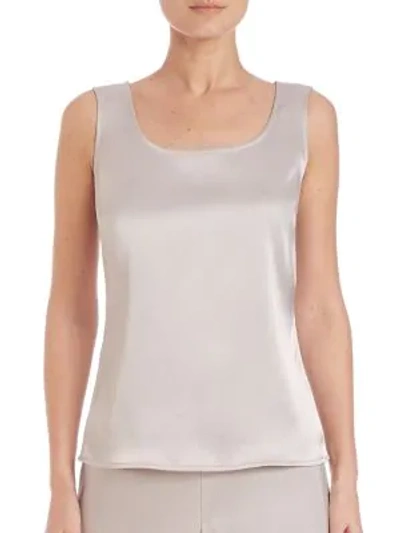 St John Caviar Collection Satin Tank Top In Platinum