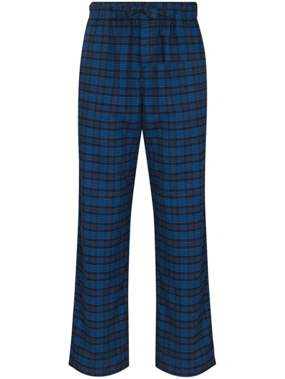 Tekla Checked Organic Cotton-flannel Pyjama Trousers In Blue