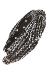 Lele Sadoughi Abstract Leopard Knotted Headband In Black And White