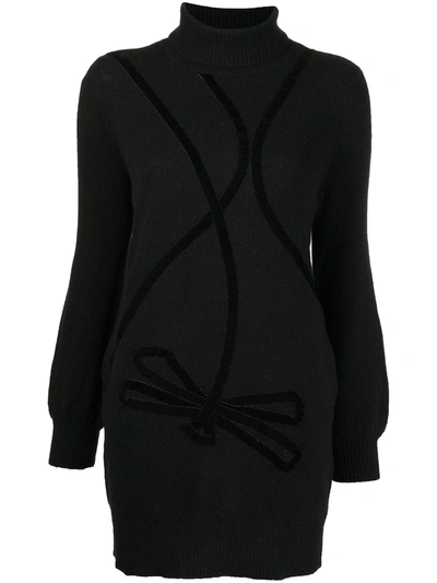 Onefifteen Velvet Dragonfly-applique Knitted Jumper In Black