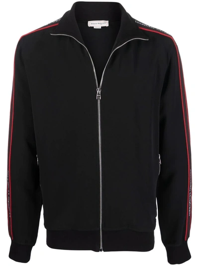 Alexander Mcqueen Logo Side-panel Zipped Sweatshirt In Black