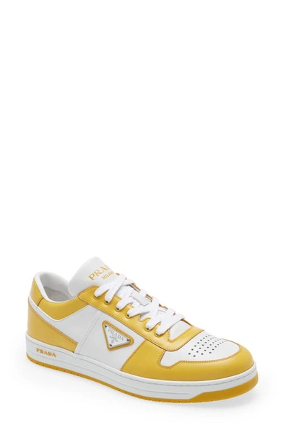 Prada Men's Shoes Leather Trainers Sneakers  Downtown In Yellow