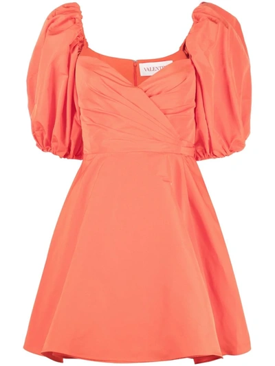 Valentino Sweetheart-neck Cotton-blend Faille Mini Dress In Orange