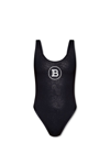 Balmain Black Polyester Glitter One-piece Swimsuit In New