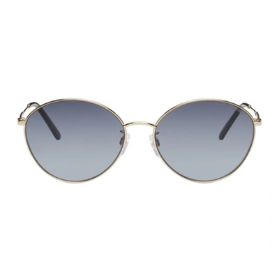 Marc Jacobs Oval Sunglasses In 0rhl Gold Blck