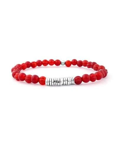 Tateossian Men's Round Carnelian Beaded Bracelet In Red