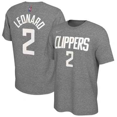 Nike Men's Kawhi Leonard Grey La Clippers 2020/21 Earned Edition Name Number T-shirt