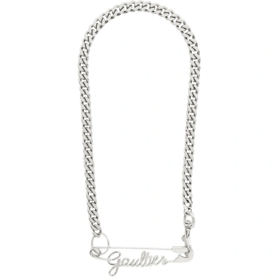 Jean Paul Gaultier Silver 'the Gaultier' Safety Pin Necklace In 91 Silver