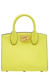 Ferragamo The Studio Box Leather Top Handle Bag In Yellow
