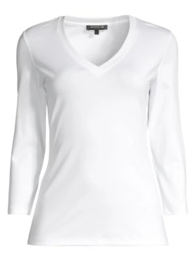 Lafayette 148 Cotton Jersey Modern Long Sleeve Tee In White