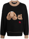Palm Angels Black Wool Bear Sweater In Black Brown
