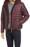 Save The Duck Nathan High Pile Fleece Lined Water Repellent Hoodie In Burgundy Black