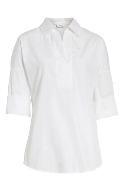 Akris Punto Kimono-sleeve Split-neck Blouse, White
