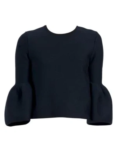 Carolina Herrera Knit Bell-sleeve Wool Top In Black
